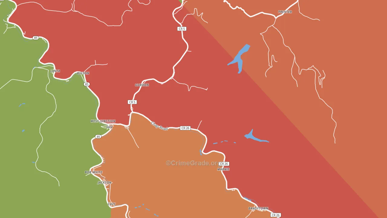25093, WV Map of Theft Rates