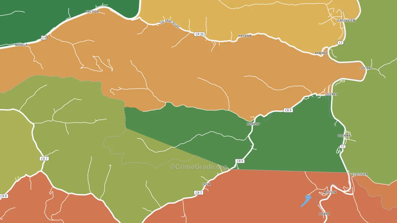 25108, WV Map of Theft Rates