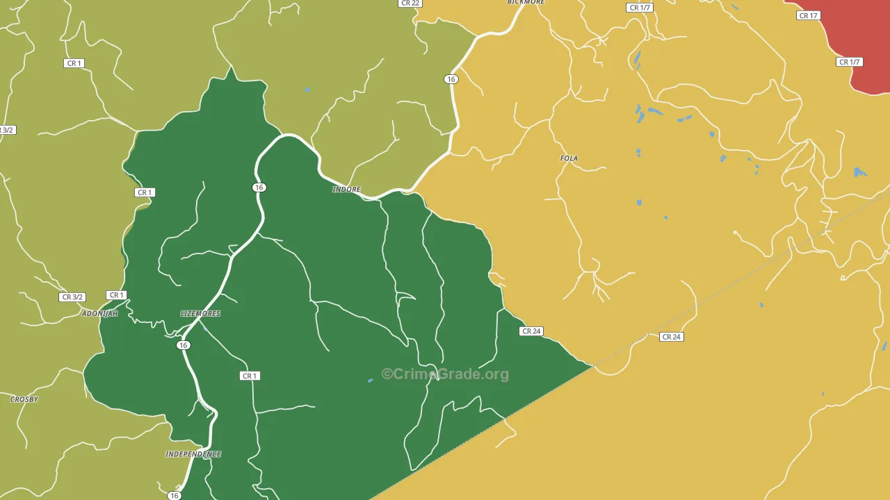 25111, WV Map of Theft Rates