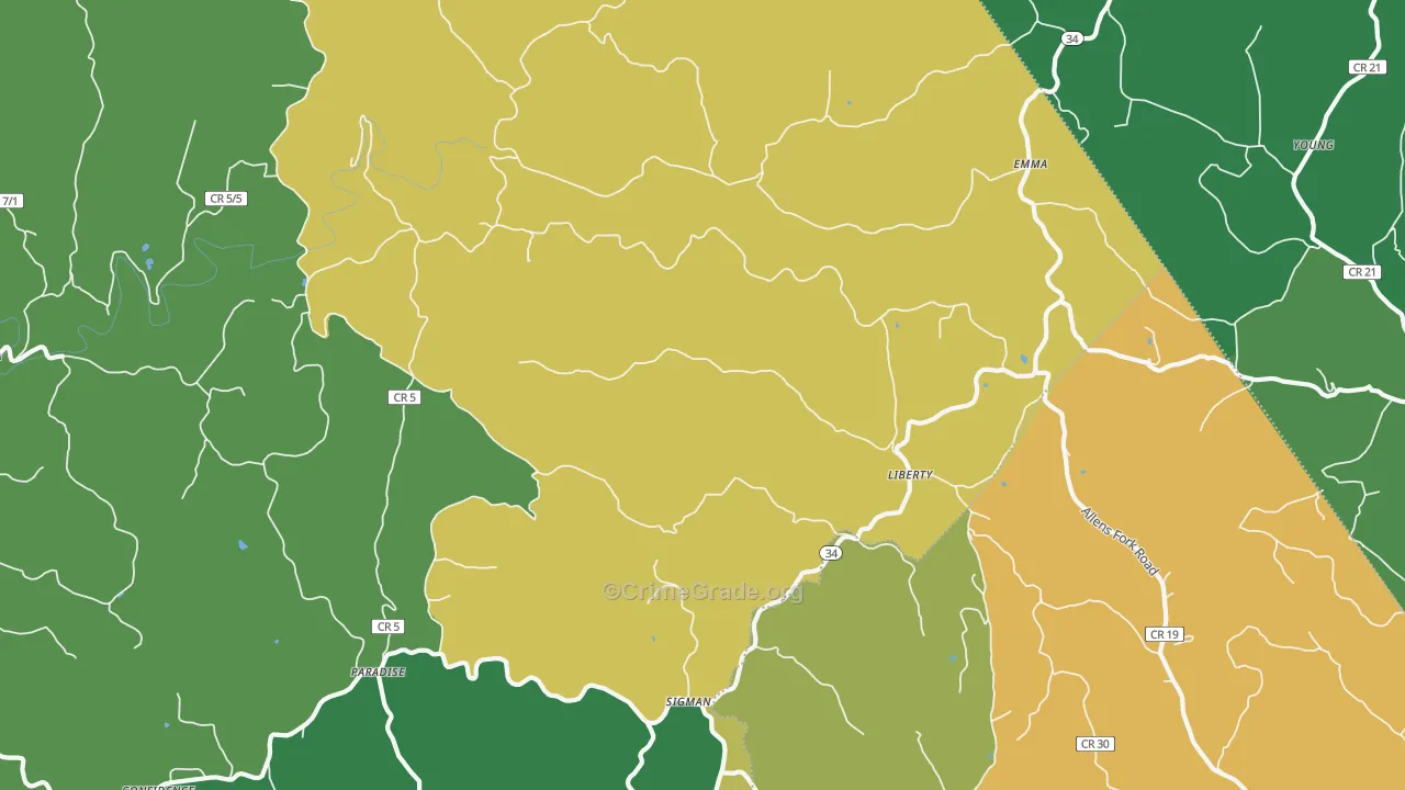 25124, WV Map of Theft Rates