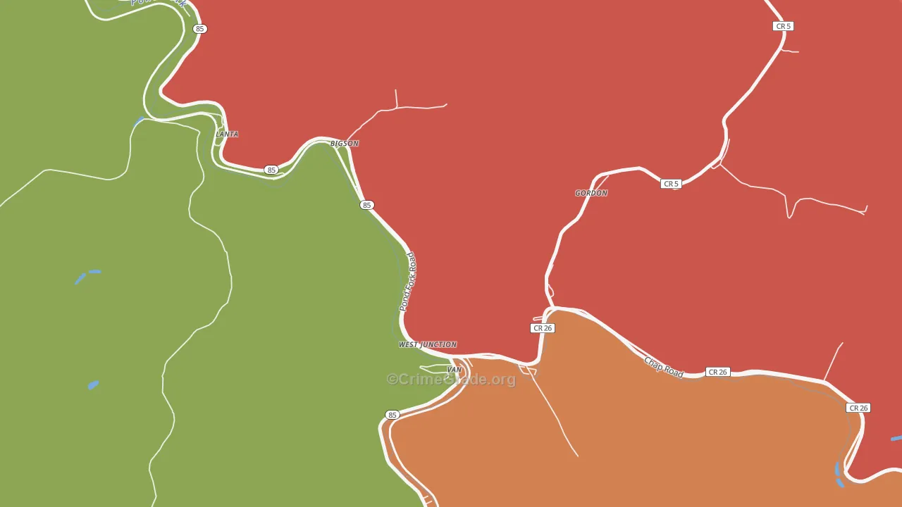 25206, WV Map of Theft Rates