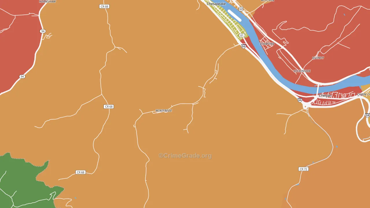 25214, WV Map of Theft Rates