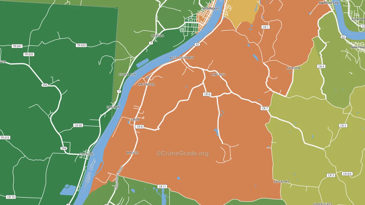 25287, WV Map of Theft Rates