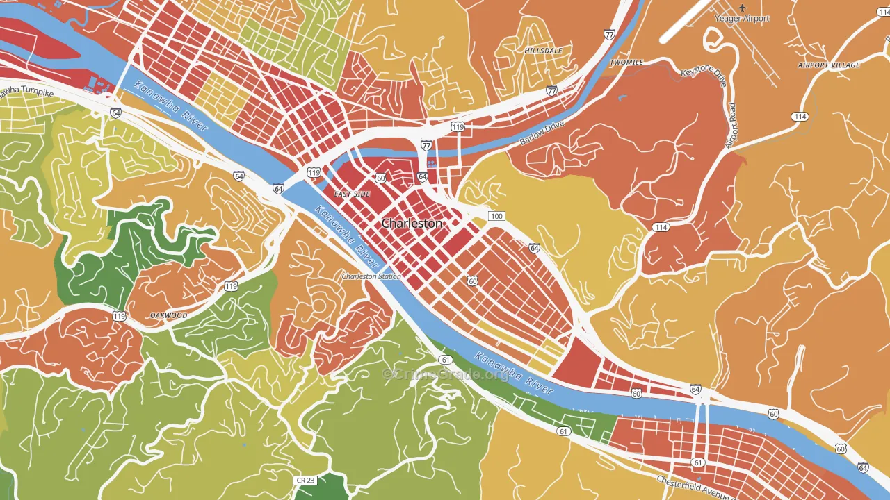 25301, WV Map of Theft Rates