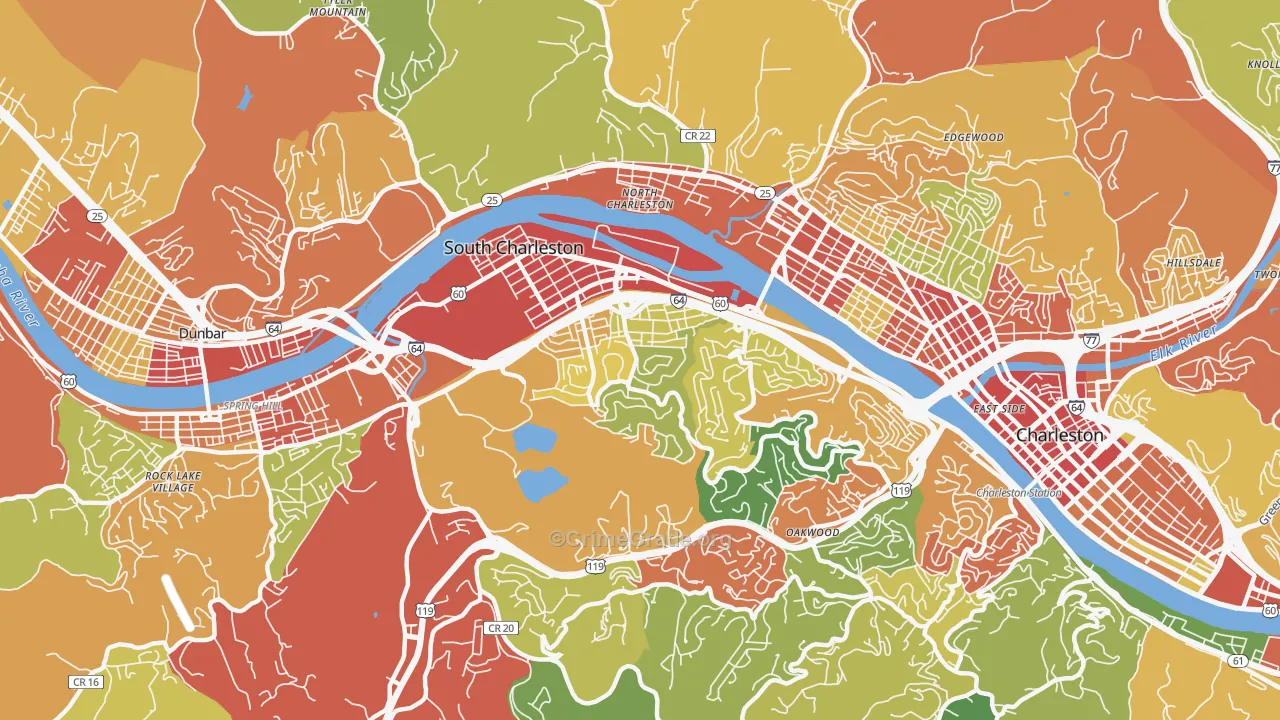 25303, WV Map of Theft Rates
