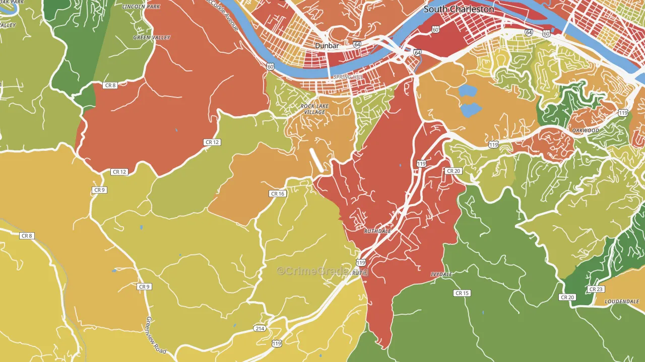 25309, WV Map of Theft Rates