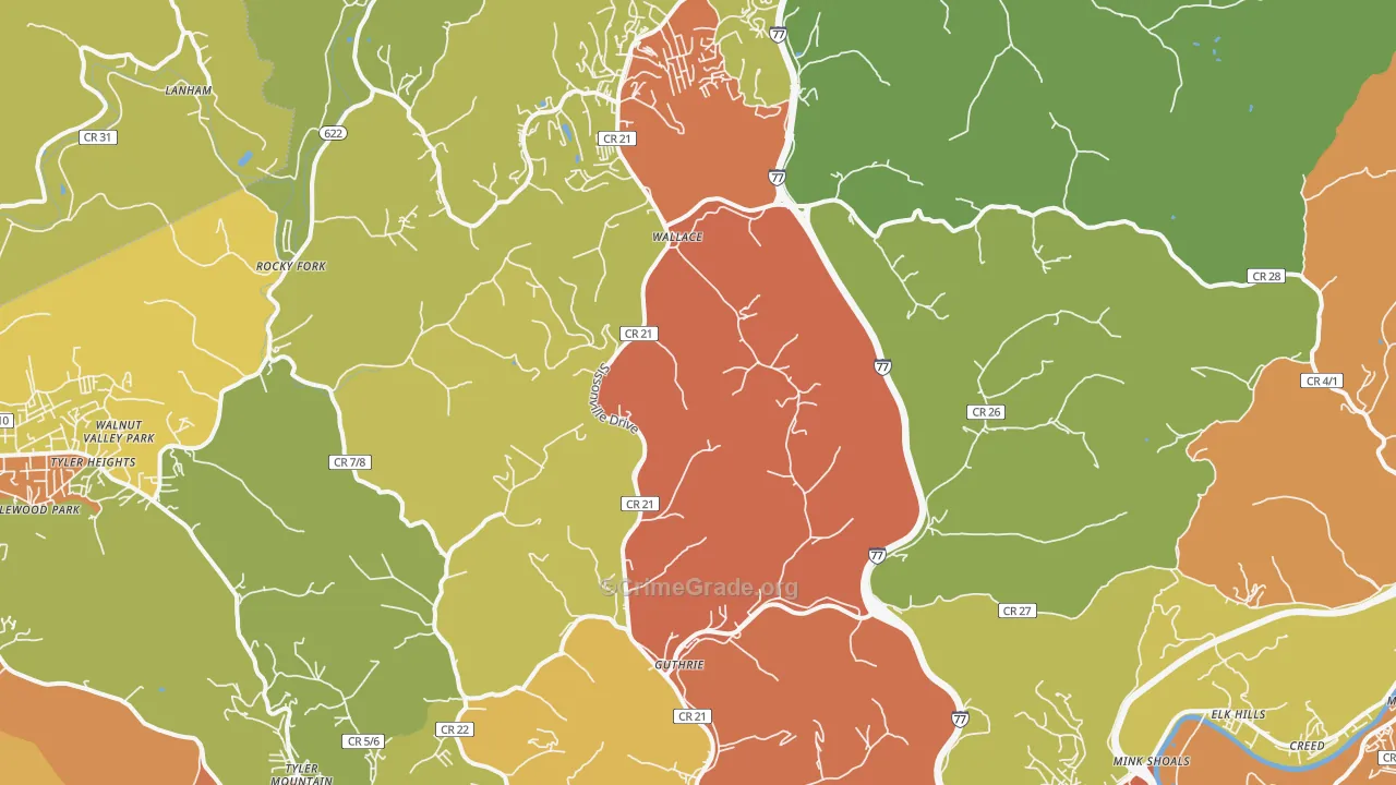 25312, WV Map of Theft Rates