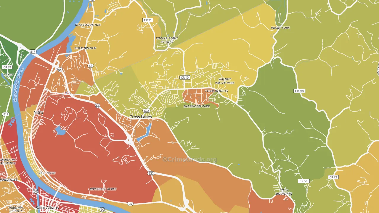 25313, WV Map of Theft Rates