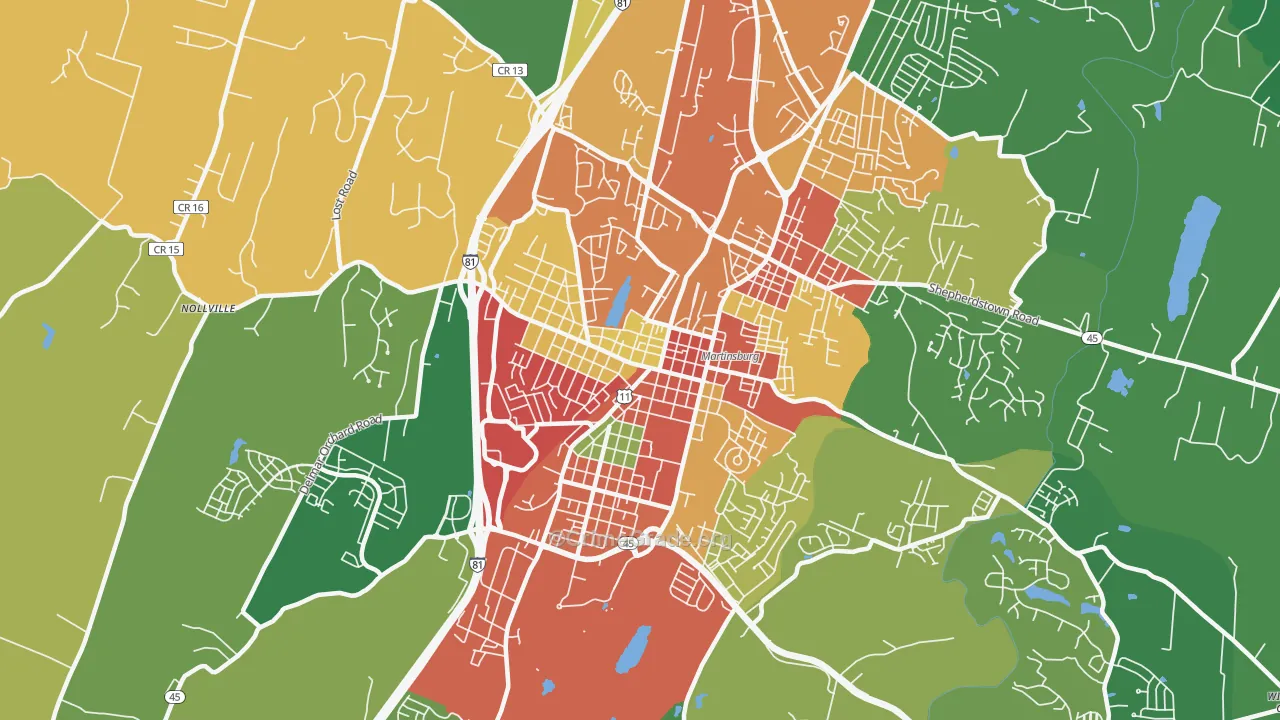 25401, WV Map of Theft Rates