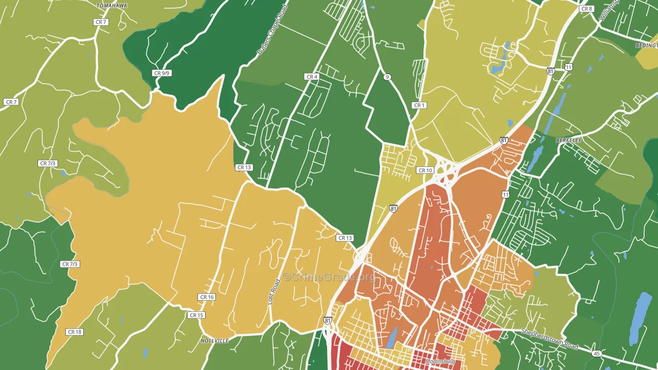 25403, WV Map of Theft Rates