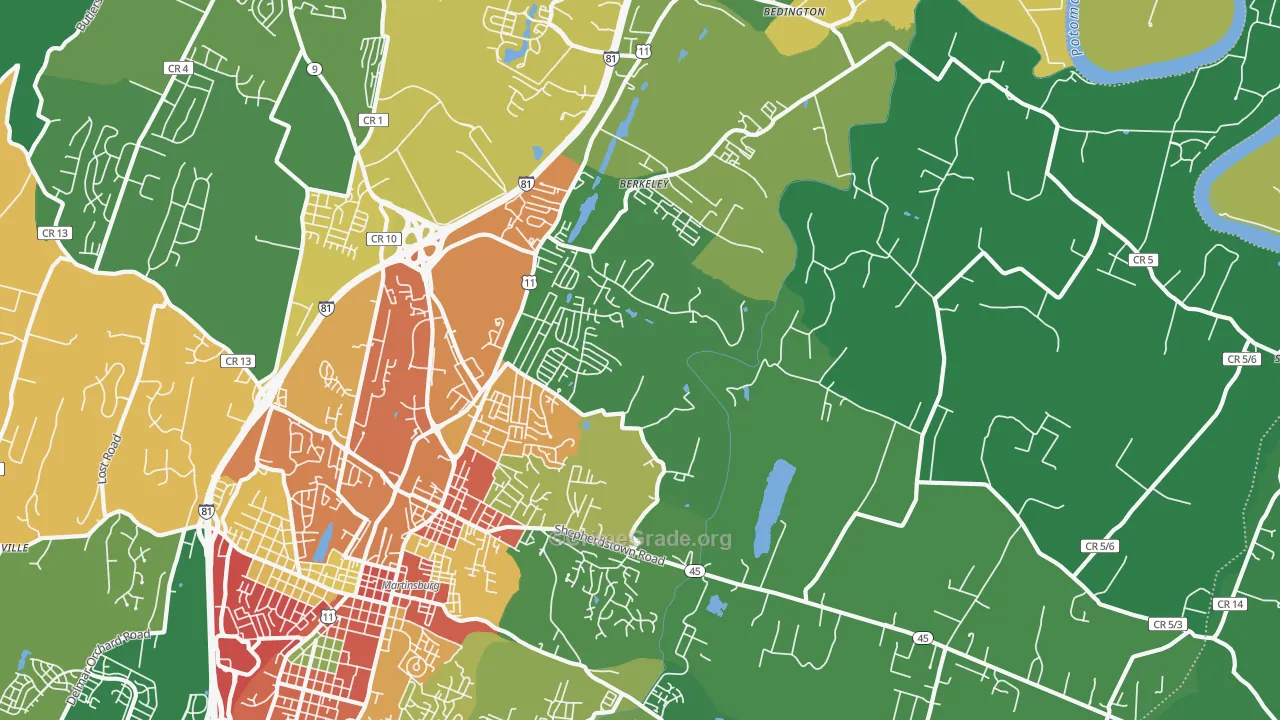 25404, WV Map of Theft Rates