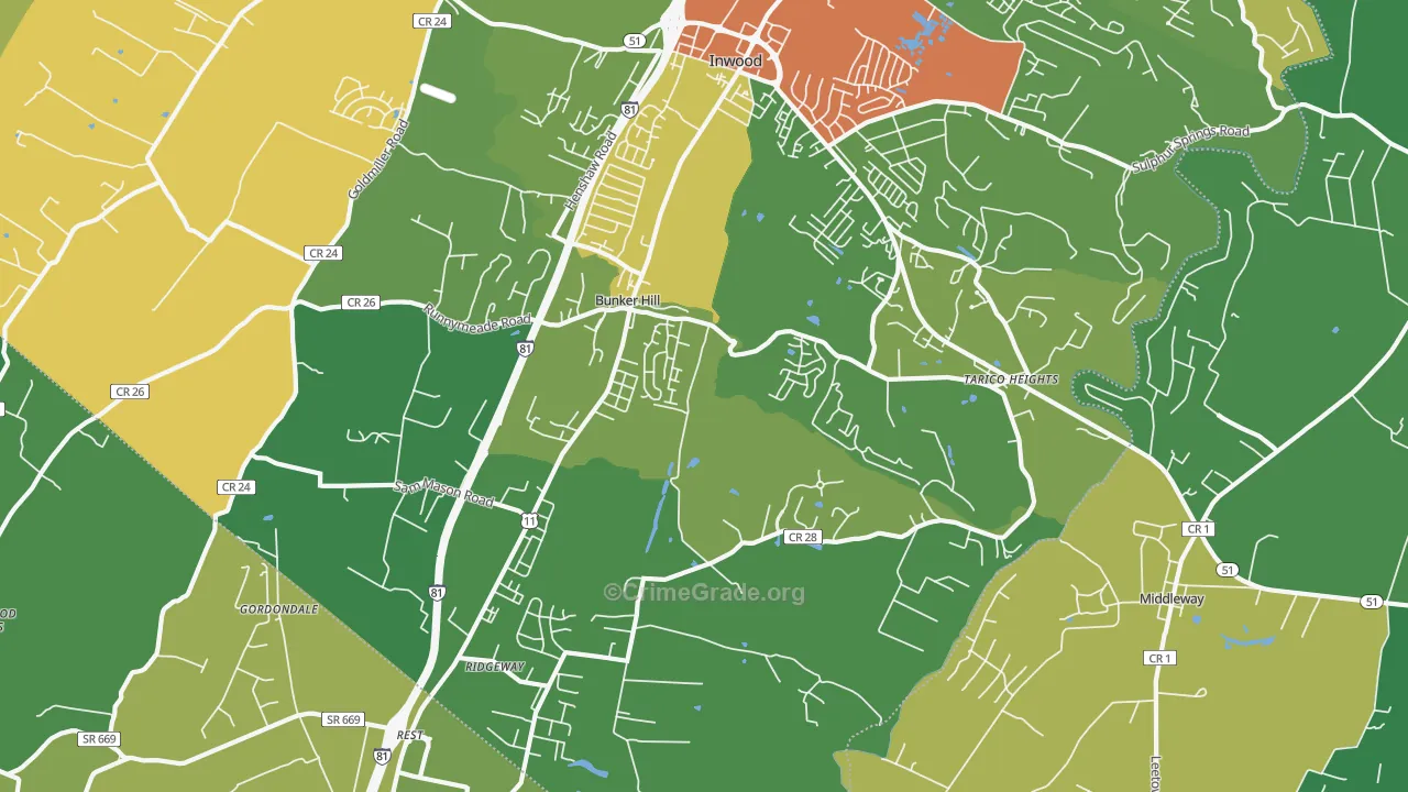 25413, WV Map of Theft Rates