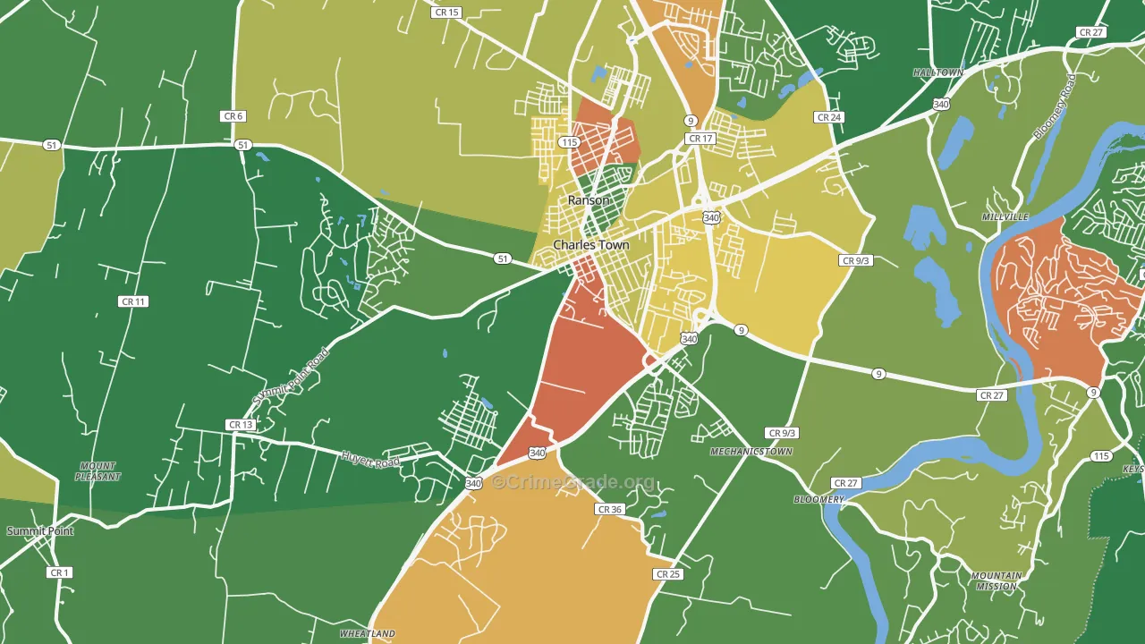 25414, WV Map of Theft Rates