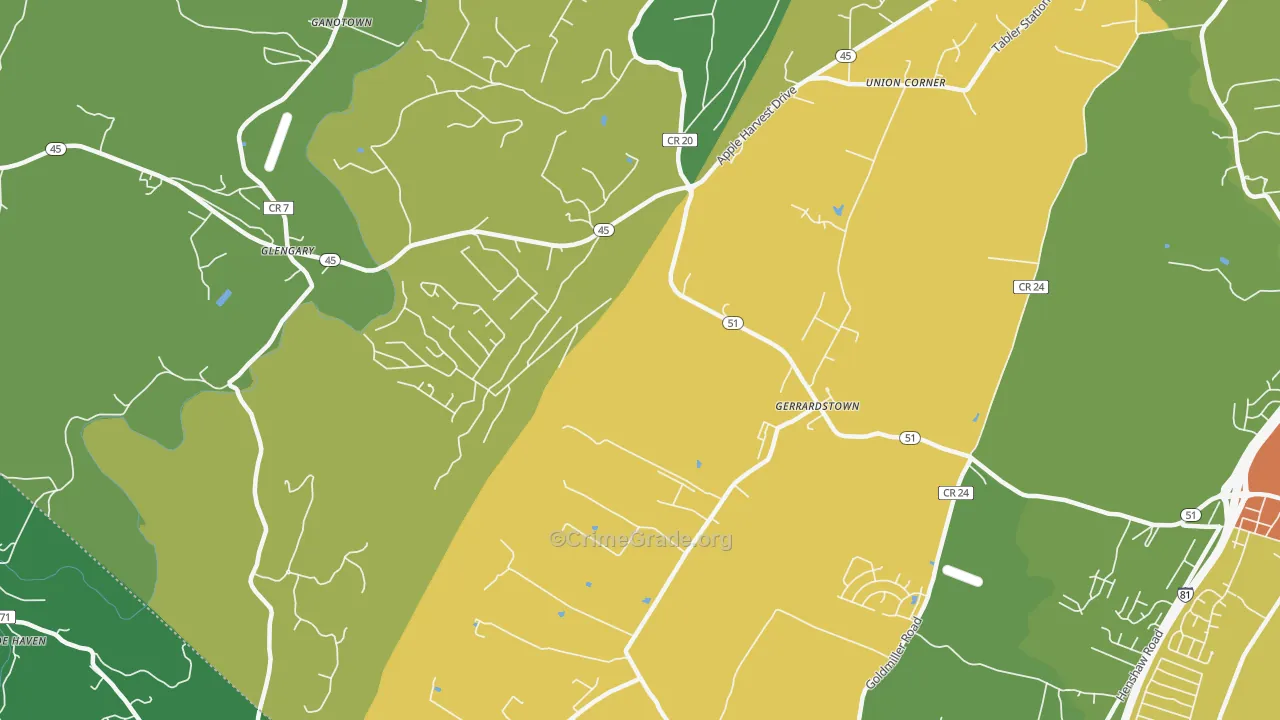 25420, WV Map of Theft Rates
