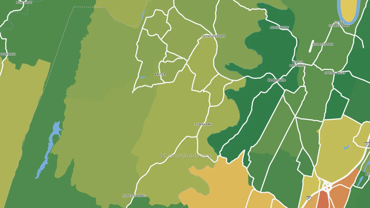 25427, WV Map of Theft Rates