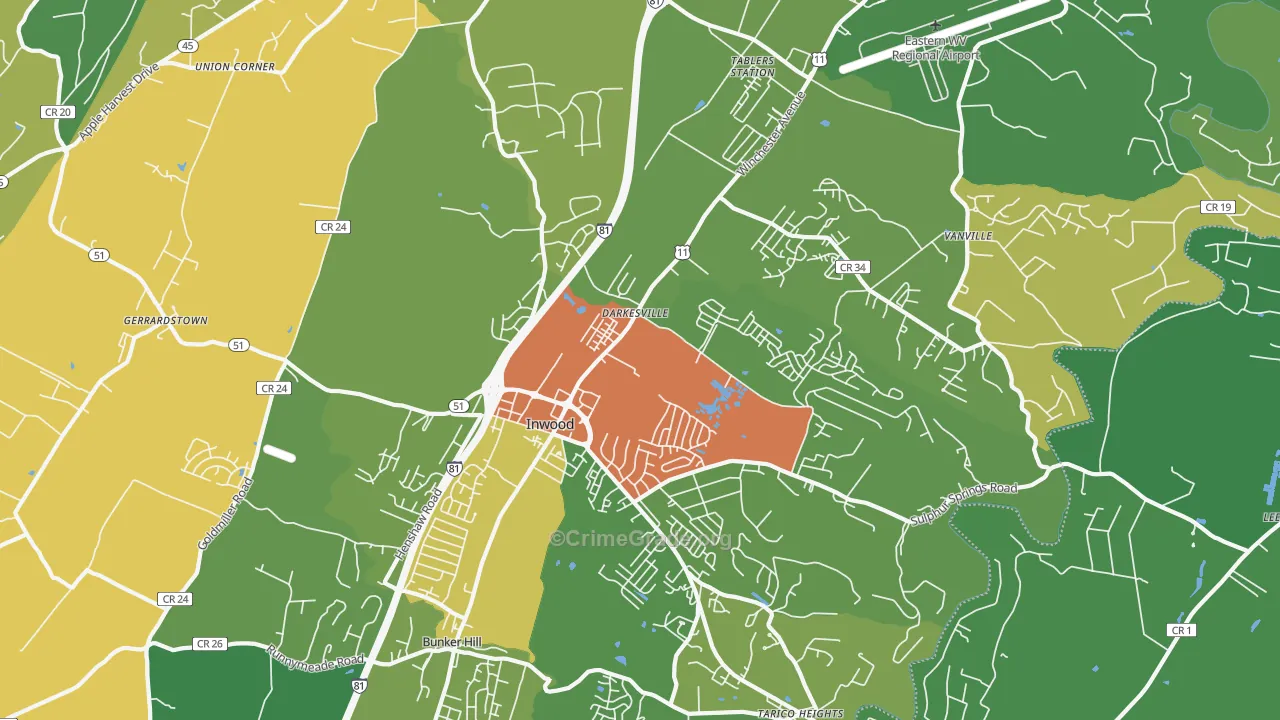 25428, WV Map of Theft Rates