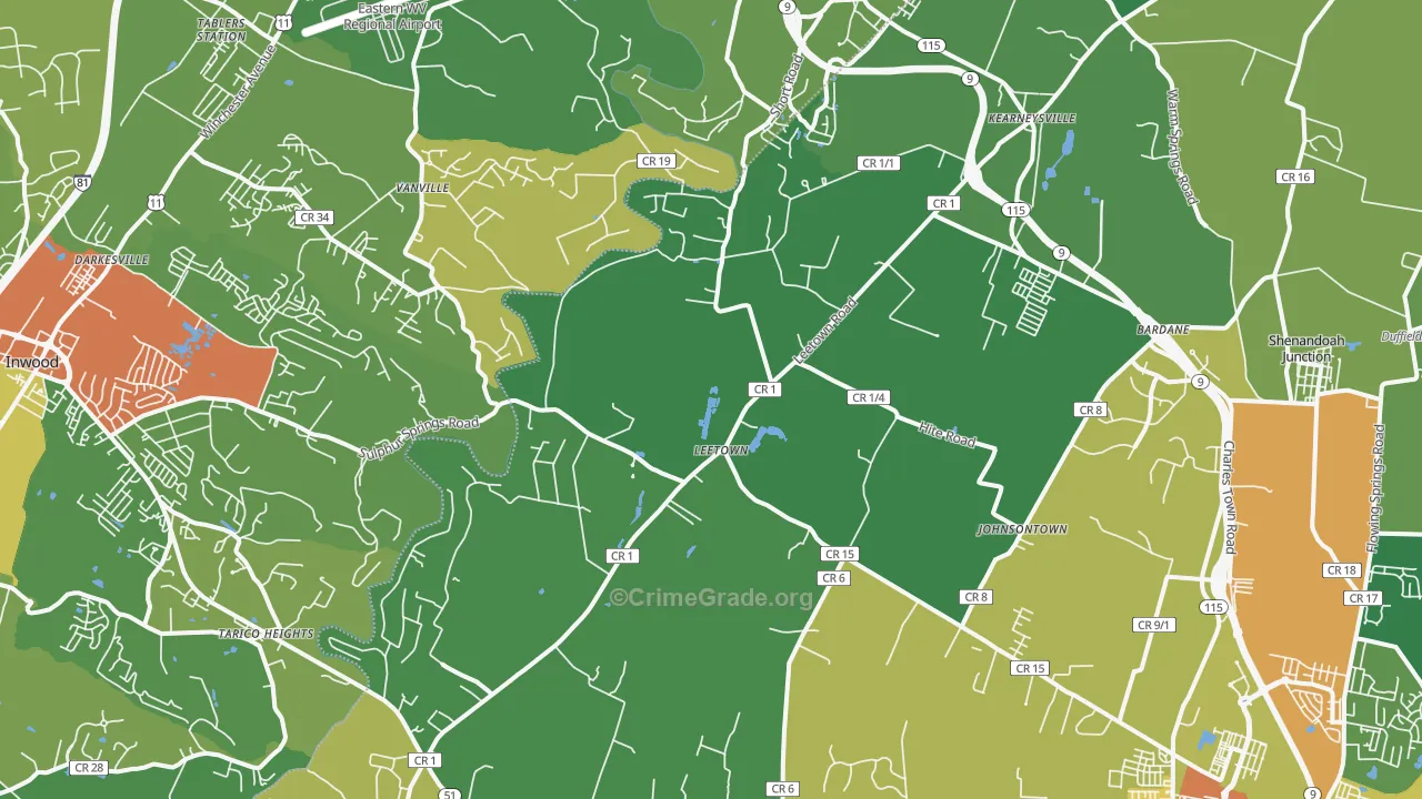 25430, WV Map of Theft Rates