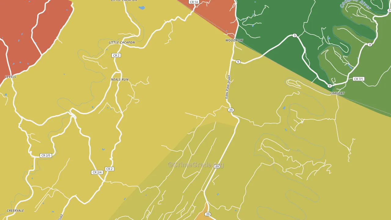 25434, WV Map of Theft Rates