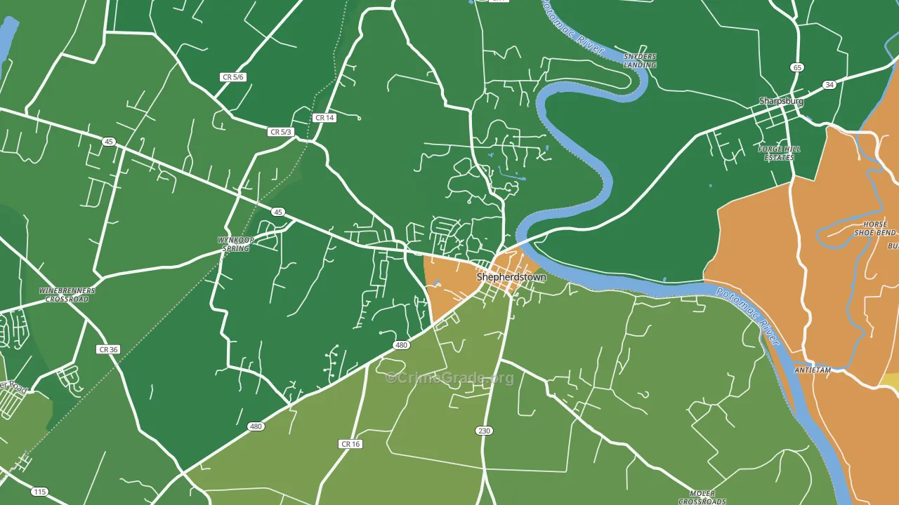 25443, WV Map of Theft Rates