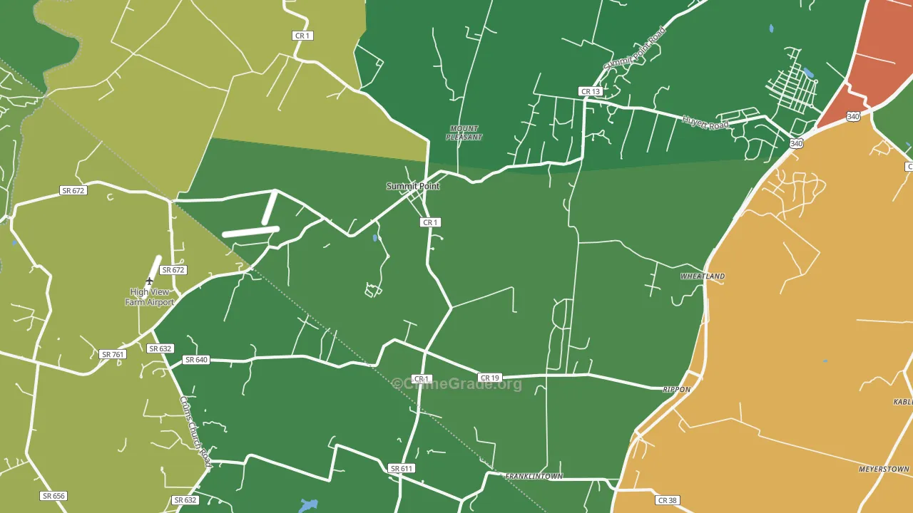 25446, WV Map of Theft Rates
