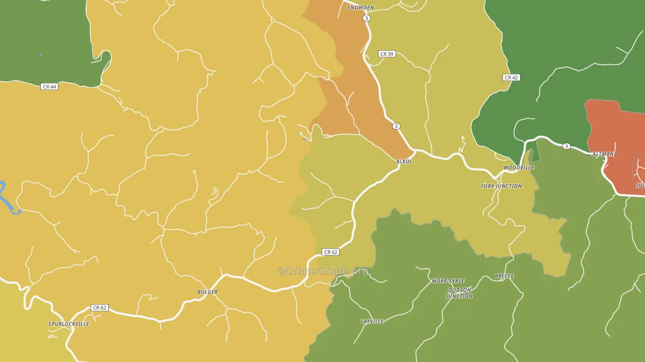 25501, WV Map of Theft Rates