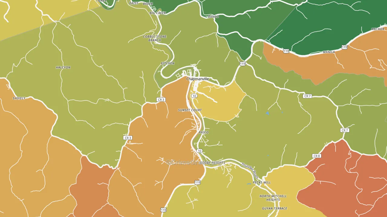 25508, WV Map of Theft Rates