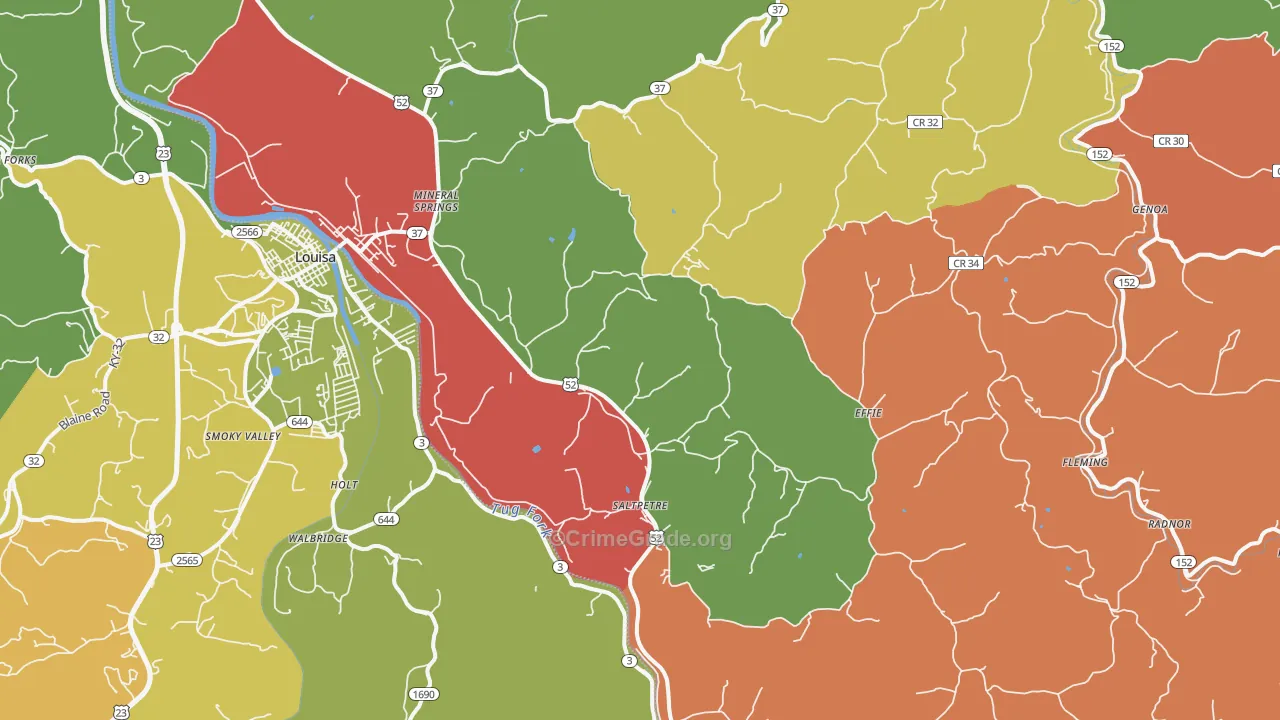 25514, WV Map of Theft Rates