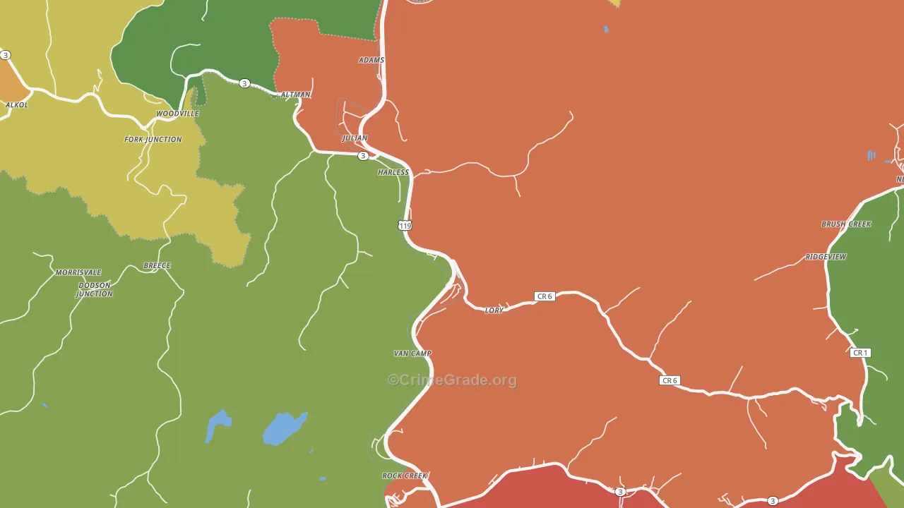 25529, WV Map of Theft Rates