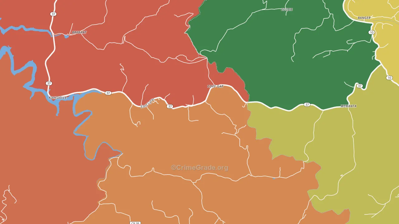 25534, WV Map of Theft Rates
