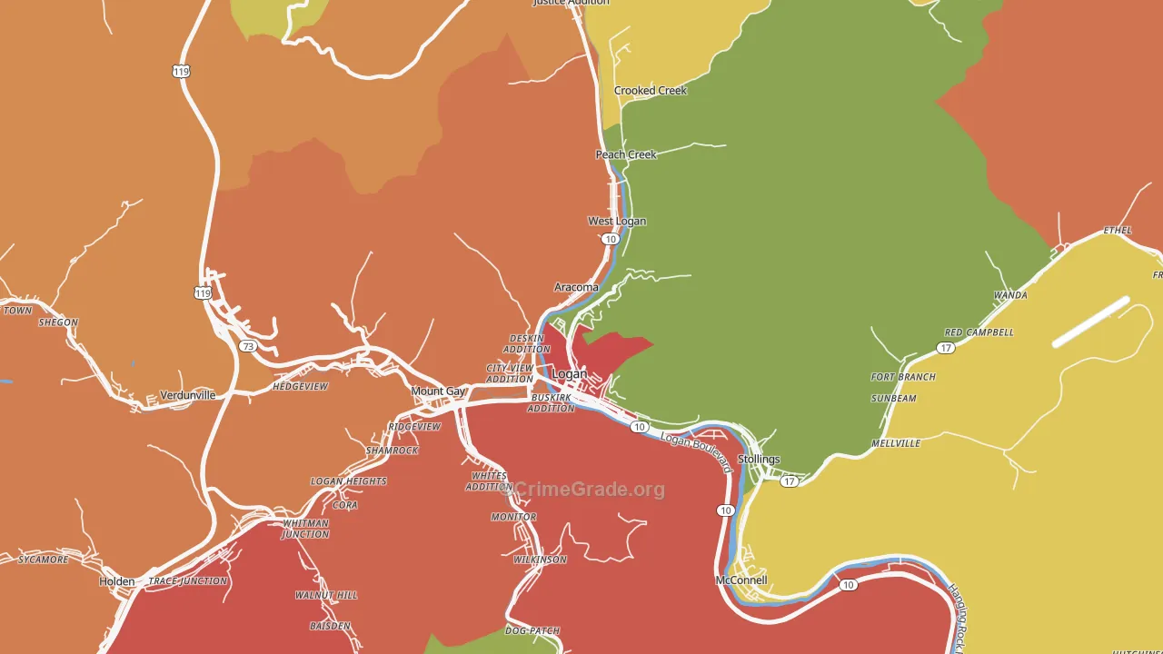 25601, WV Map of Theft Rates