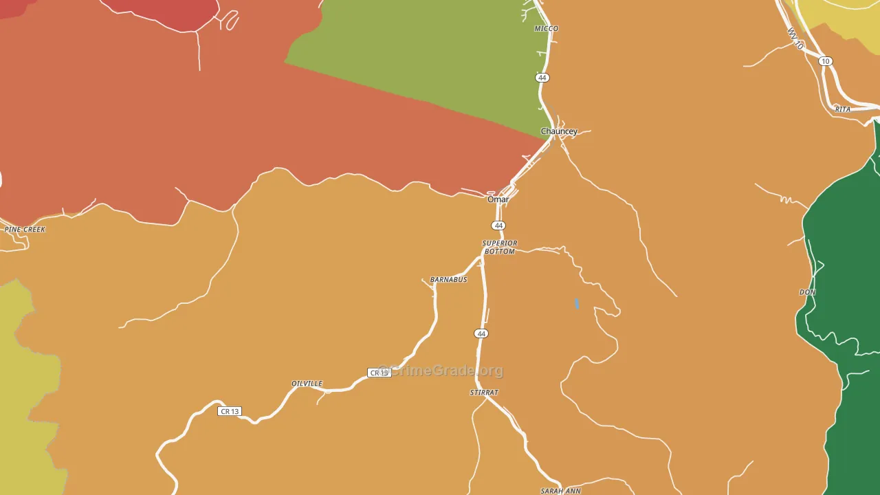 25638, WV Map of Theft Rates