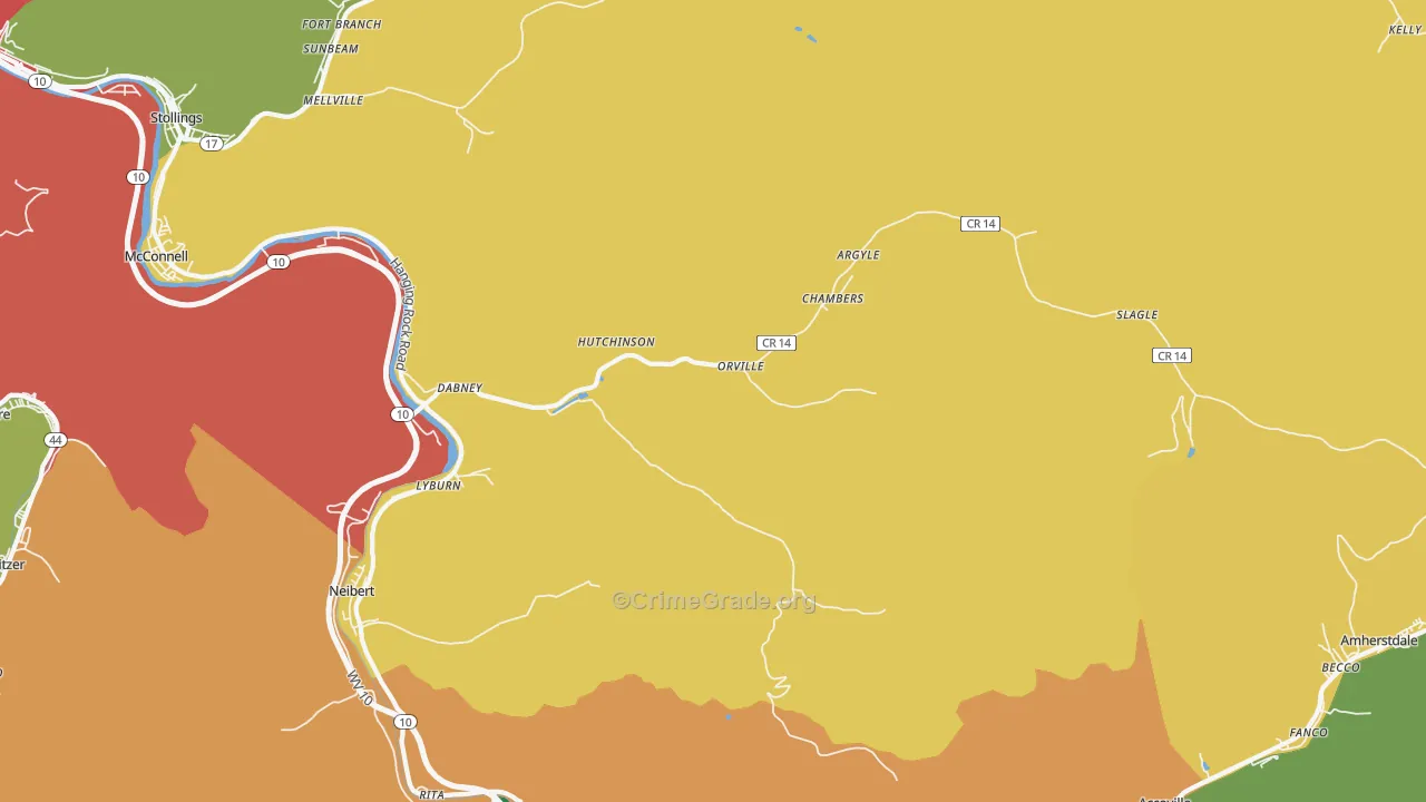25654, WV Map of Theft Rates