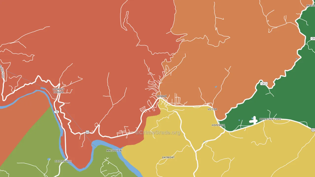 25812, WV Map of Theft Rates