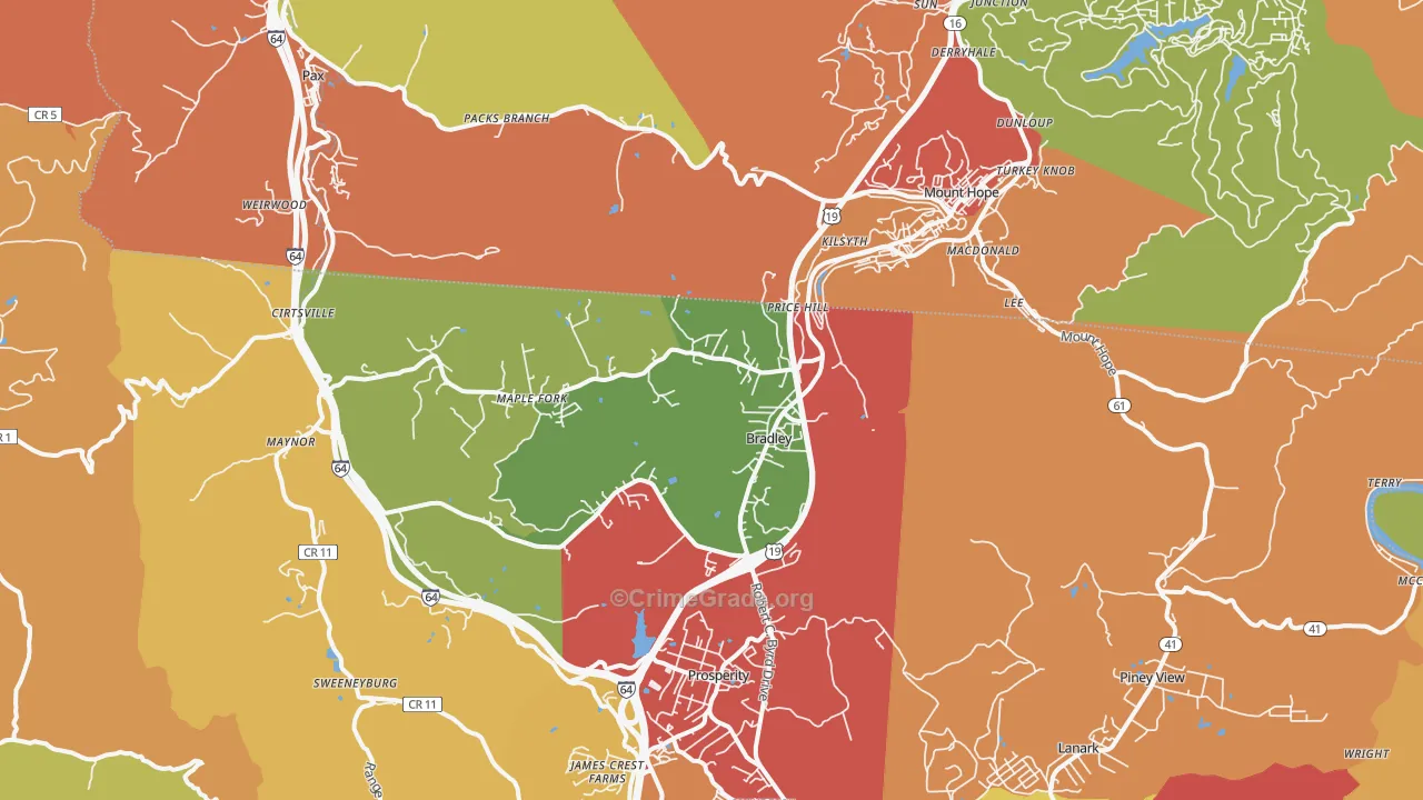 25880, WV Map of Theft Rates