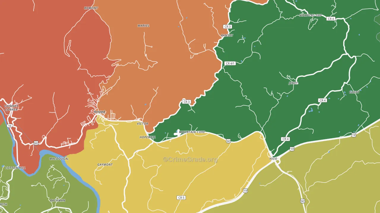 25938, WV Map of Theft Rates