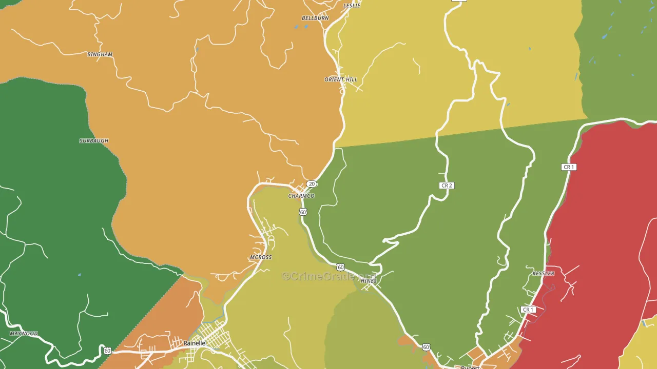 25958, WV Map of Theft Rates