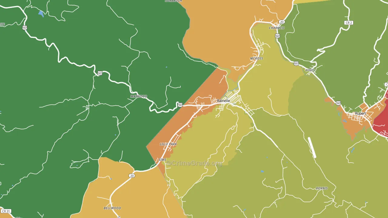 25962, WV Map of Theft Rates
