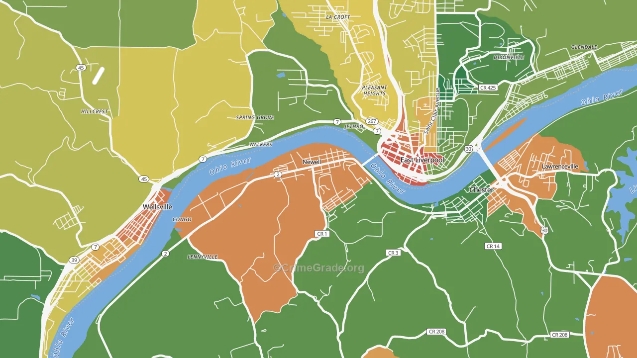 26050, WV Map of Theft Rates