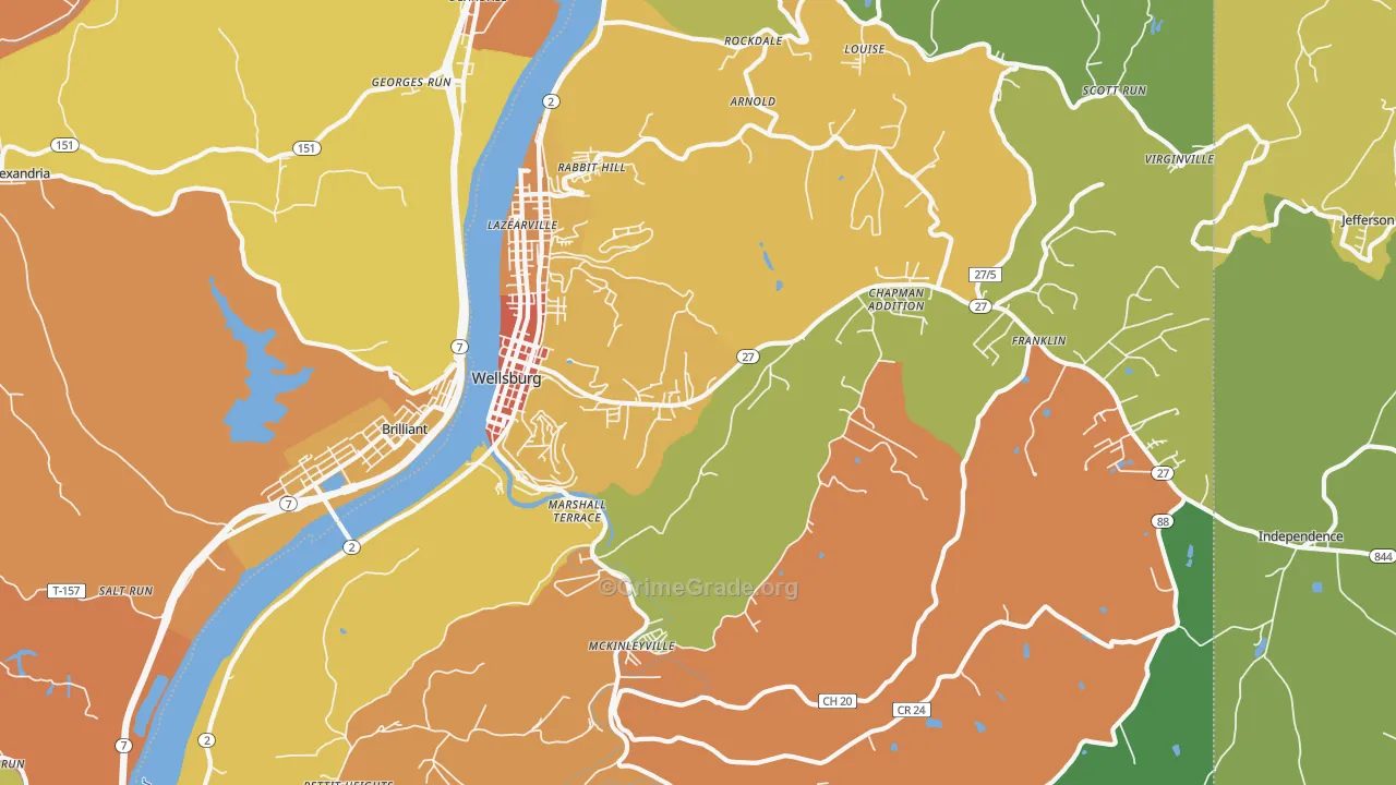 26070, WV Map of Theft Rates
