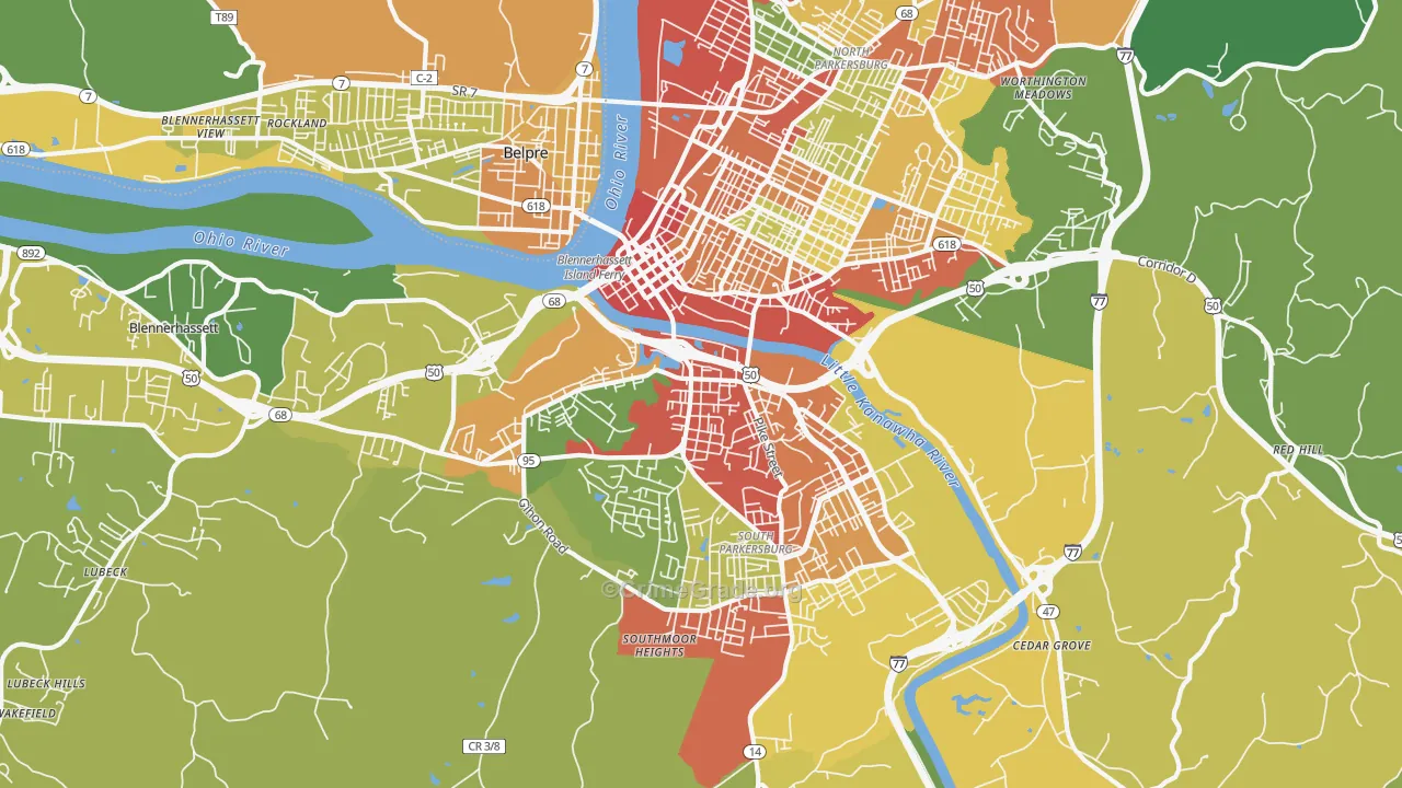 26101, WV Map of Theft Rates