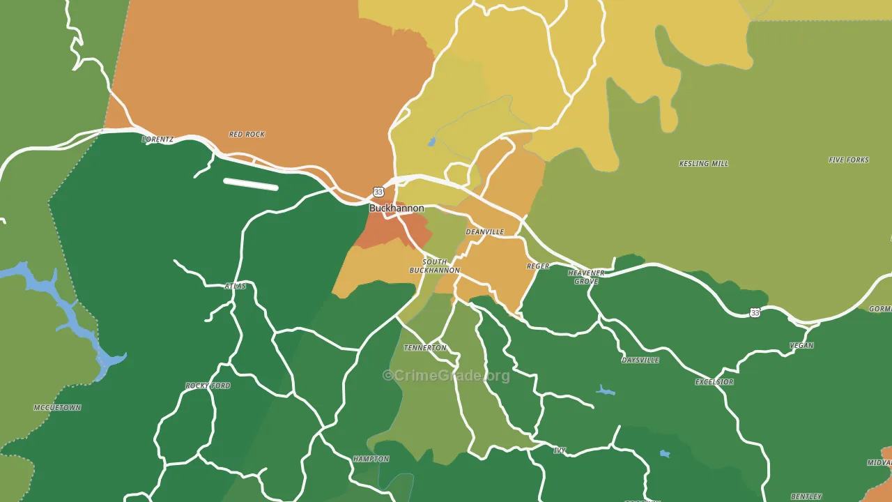 26201, WV Map of Theft Rates