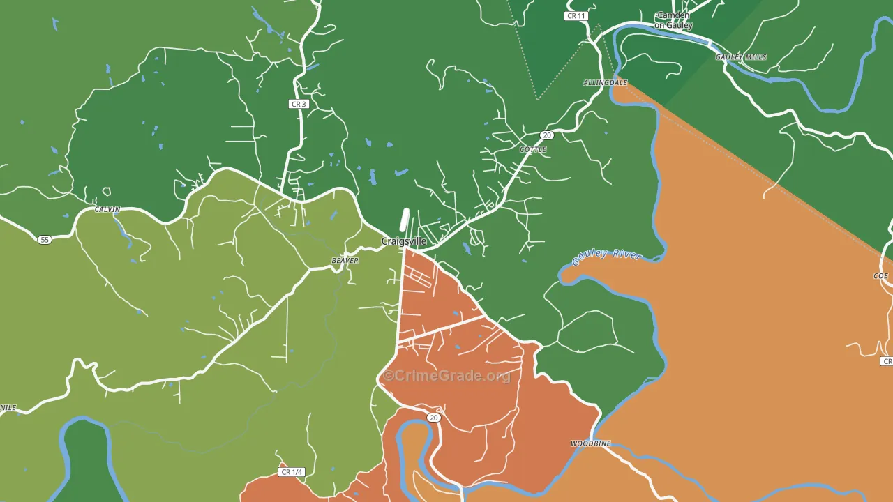 26205, WV Map of Theft Rates