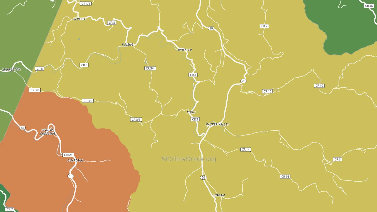 26222, WV Map of Theft Rates