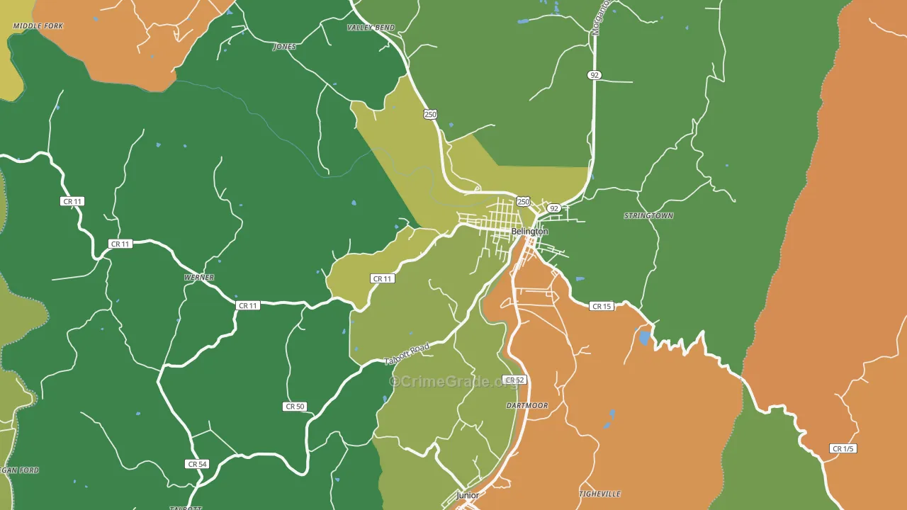 26250, WV Map of Theft Rates