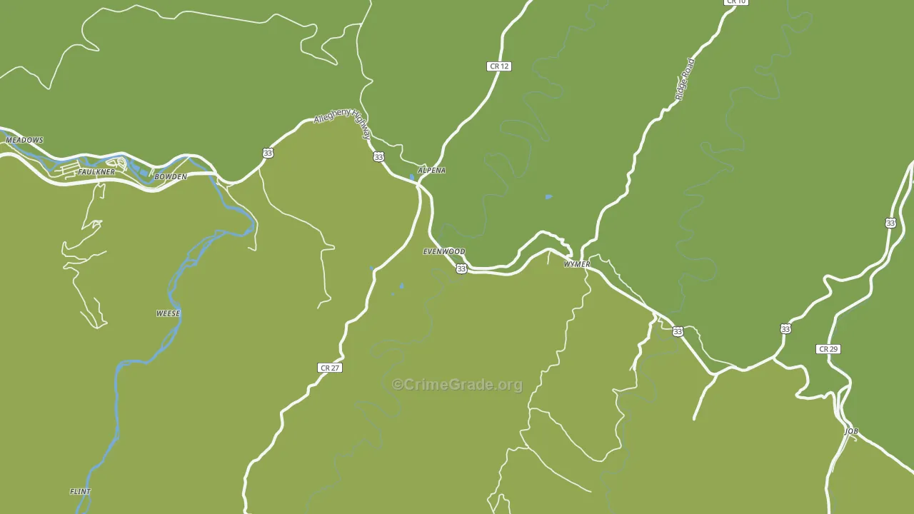 26254, WV Map of Theft Rates