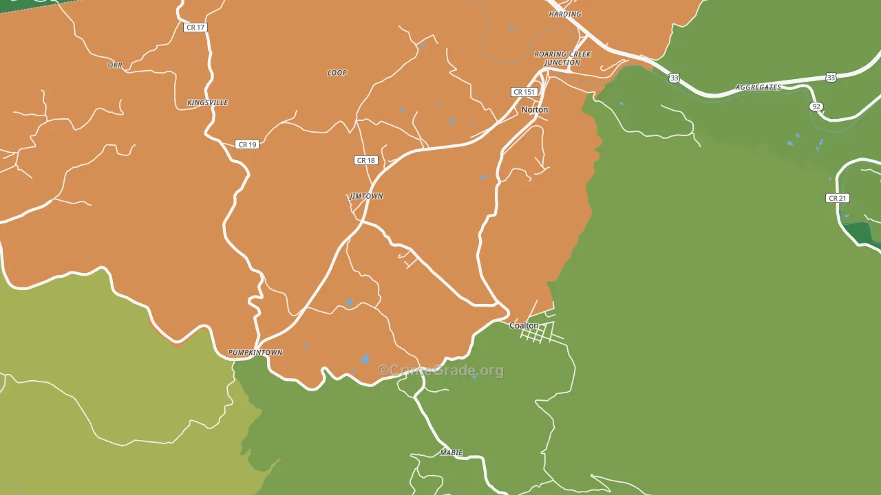 26257, WV Map of Theft Rates