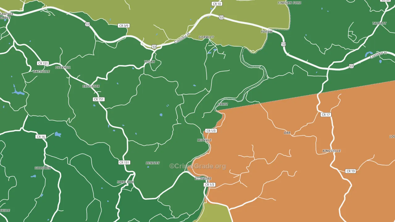 26267, WV Map of Theft Rates