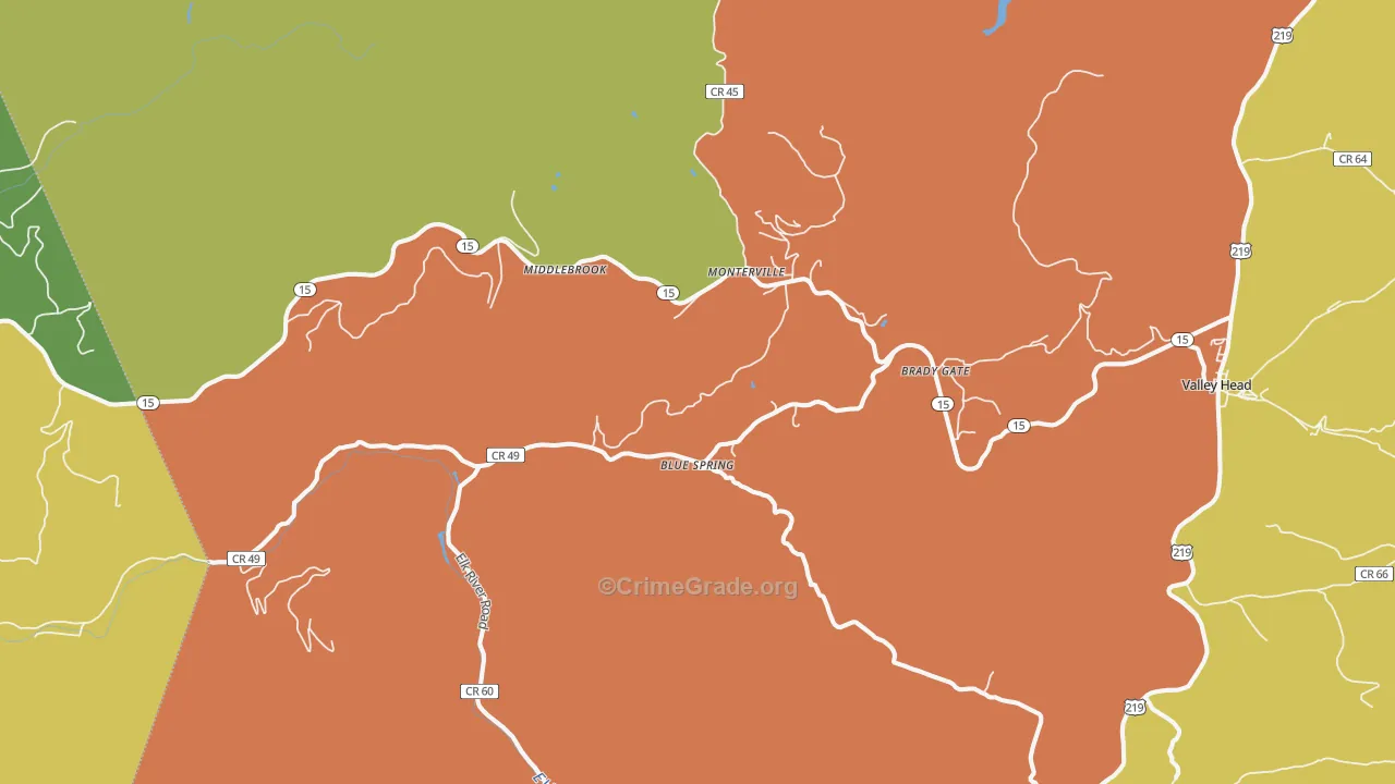 26282, WV Map of Theft Rates