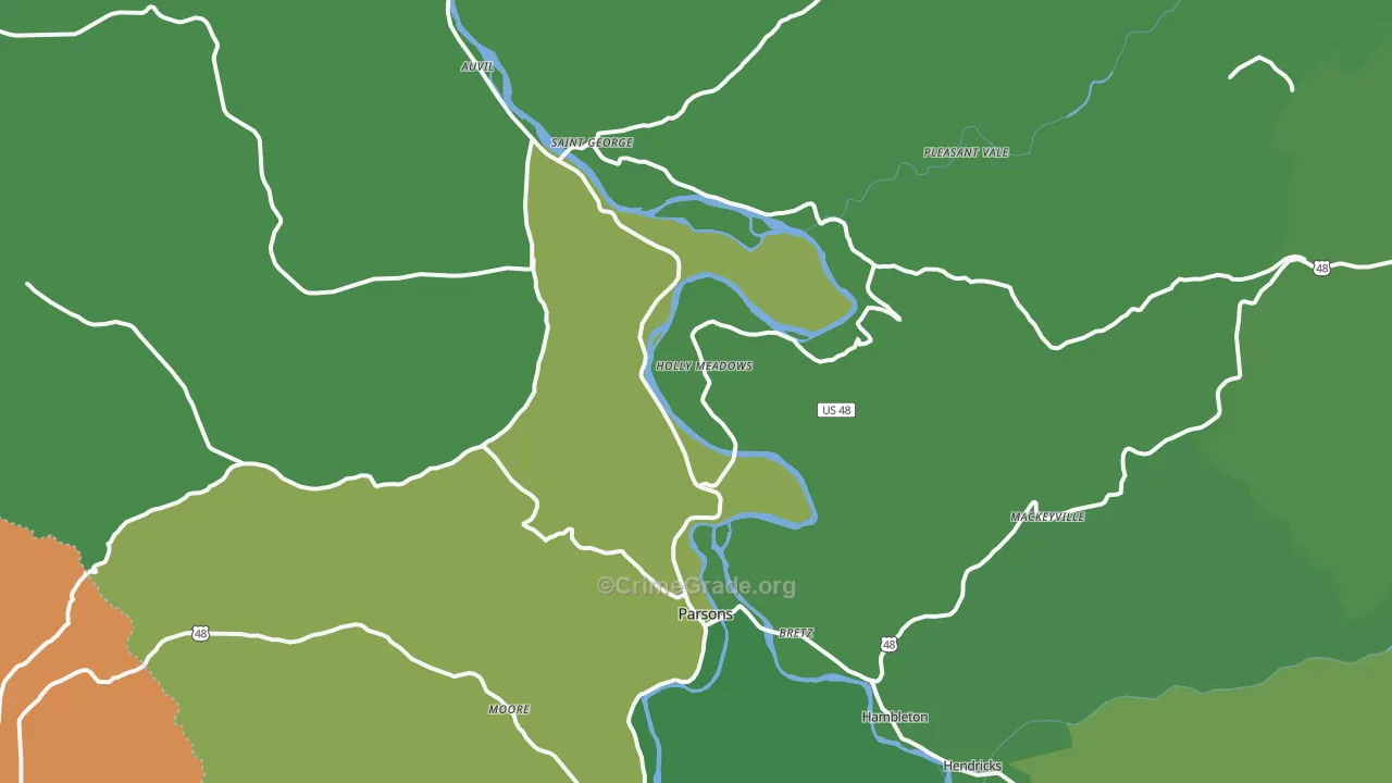 26287, WV Map of Theft Rates