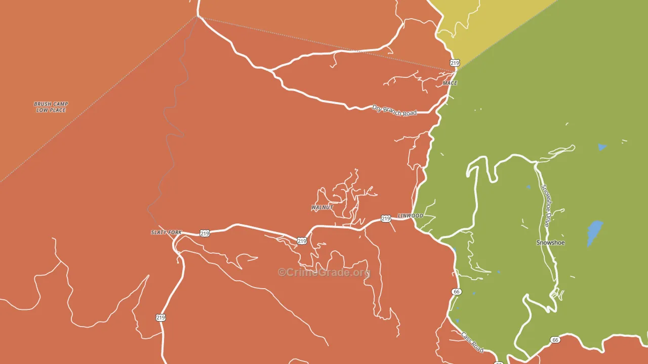 26291, WV Map of Theft Rates